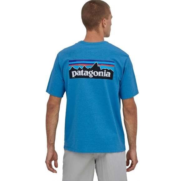 Mens P-6 Logo Patagonia Blue Organic Cotton T Shirt Size XXL - Picture 1 of 8